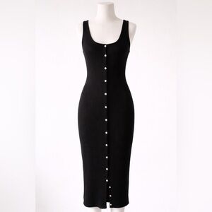 Zara Black Midi Dress with Button Detail